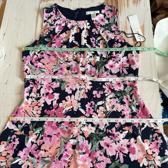 London Times Printed Sleeveless  Empire A-line  Midi Dress Size US 10P - Picture 6 of 11